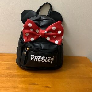 Unbranded Black Mini Backpack “Presley” Red Polka Dot Bow